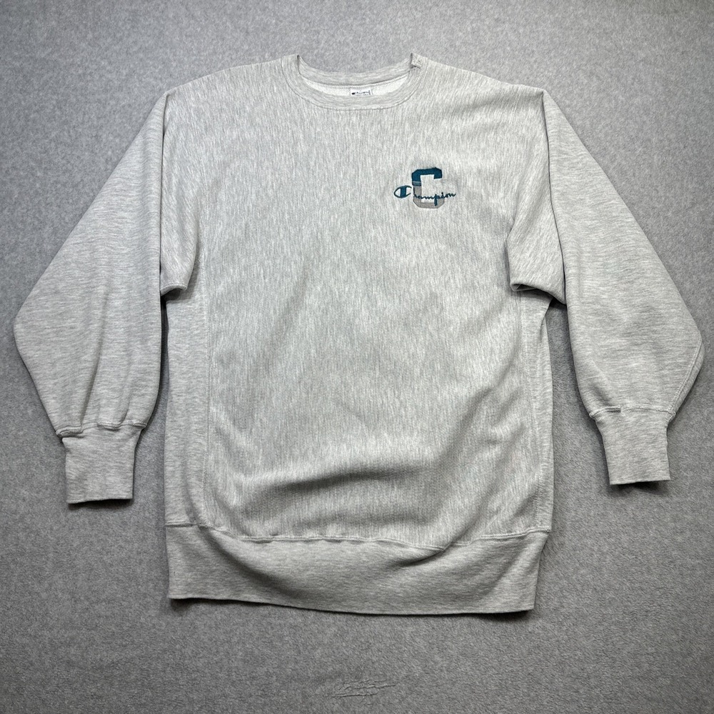 Vintage Champion Reverse Weave Sweatshirt XXL Gray Distressed Streetwear Logo